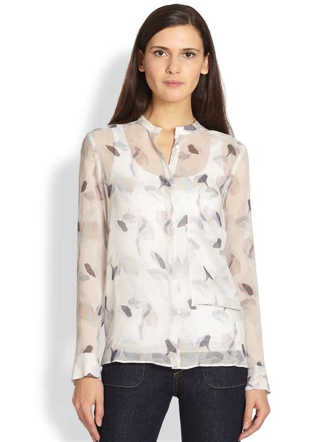 Printed silk chiffon shirt 